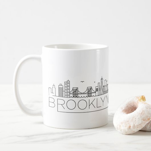 Brooklyn Stylized Skyline Coffee Mok (Met donut)