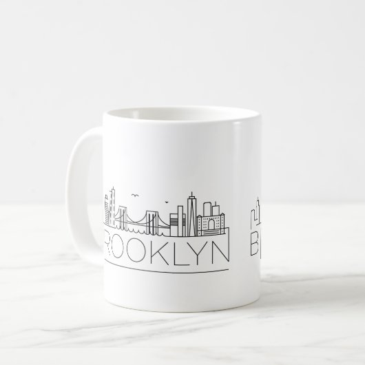 Brooklyn Stylized Skyline Coffee Mok (Voorkant links)