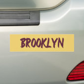 Brooklyn Text Base Design on Yellow Background Bu Bumpersticker (Op auto)