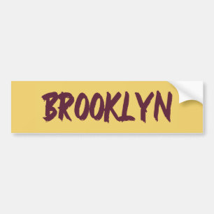 Brooklyn Text Base Design on Yellow Background Bu Bumpersticker
