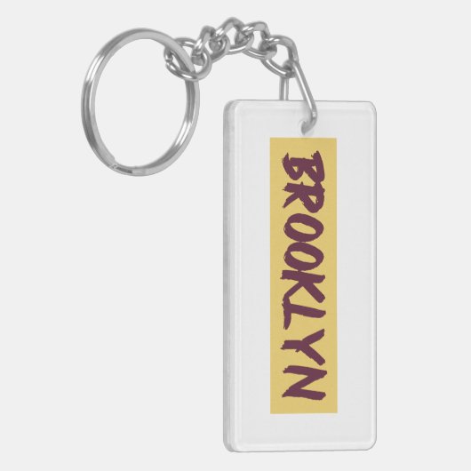 Brooklyn Text Base Design on Yellow Background Sleutelhanger (Voorkant Links)