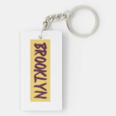 Brooklyn Text Base Design on Yellow Background Sleutelhanger (achterkant)