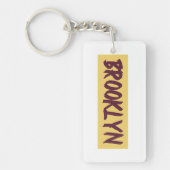 Brooklyn Text Base Design on Yellow Background Sleutelhanger (Voorkant)