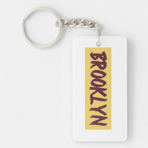 Brooklyn Text Base Design on Yellow Background Sleutelhanger