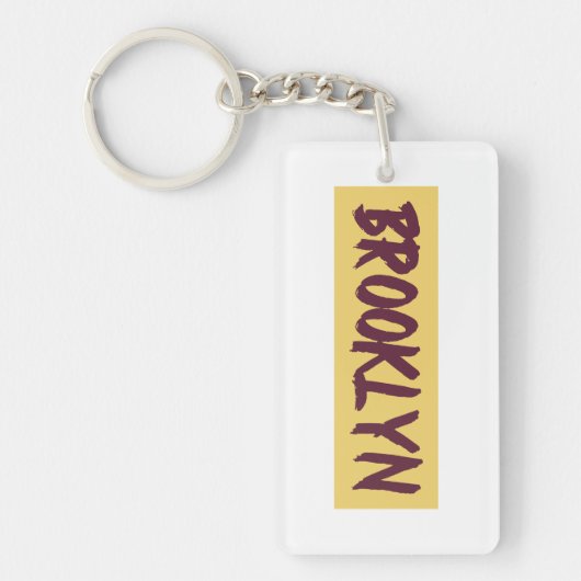 Brooklyn Text Base Design on Yellow Background Sleutelhanger (Voorkant)