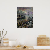 Brooklyn Waterfront Zonsondergang Met Brugzicht Poster (Keuken)