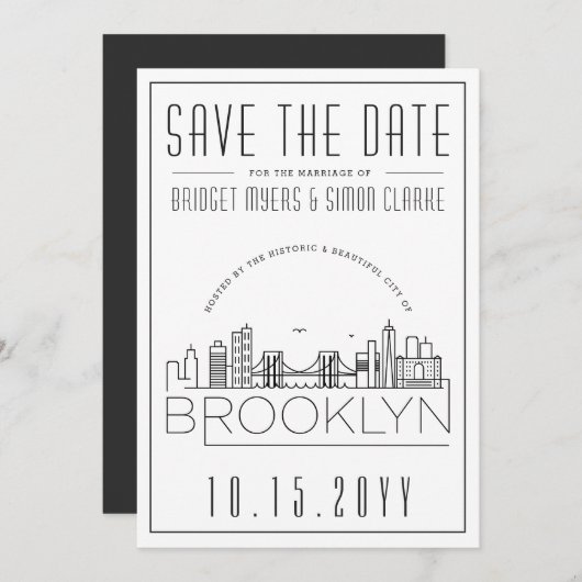 Brooklyn Wedding | De gestileerde Veldlijn sparen Kaart (Voorkant / Achterkant)