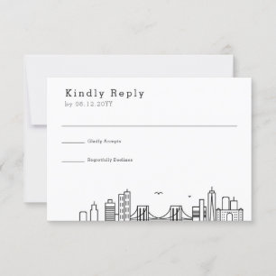 Brooklyn Wedding   Stijlvolle Skyline RSVP Kaartje