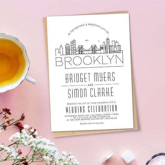 Brooklyn Wedding | Veldlijnuitnodiging voor styliz Kaart