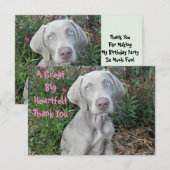 Brooklyn's Birthday Garden Party - Weimaraner Dog Bedankkaart (Voorkant / Achterkant)