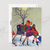 Brookmont Park, 1920s Kerstmis Illustratie Feestdagenkaart (Voorkant / Achterkant)