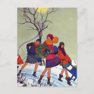Brookmont Park, 1920s Kerstmis Illustratie Feestdagenkaart