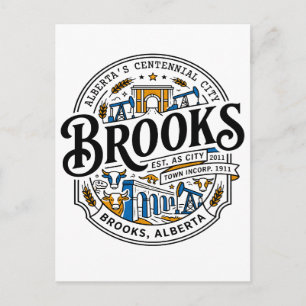 Brooks Alberta Canada Gemeentelijk Embleem Illustr Briefkaart