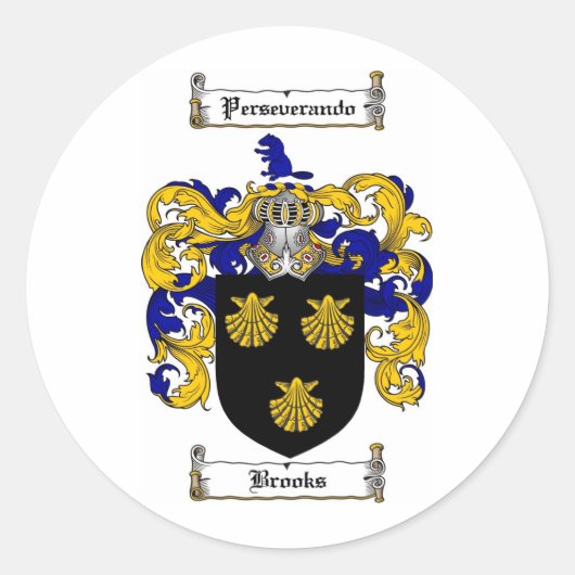BROOKS FAMILY CREST - BROOKS WAPEN RONDE STICKER (Voorkant)
