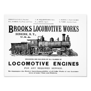 Brooks Steam Locomotive Works 1890 Kodak Foto Afdruk