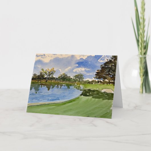 Brookside golfbaan nr. 15 Waterverf Bedankkaart (Voorkant)