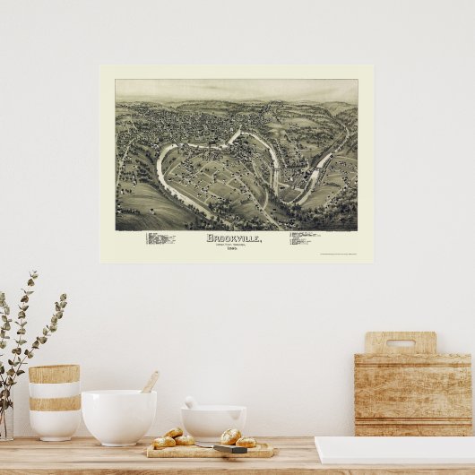 Brookville, PA Panoramic Map - 1895 Poster (Keuken)