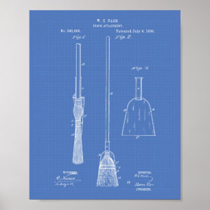 Broom Bijlage 1886 Patent Art Blueprint Poster