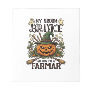 Broom Broke Farmar Halloween Pompoen Heksenhoed Ge Notitieblok