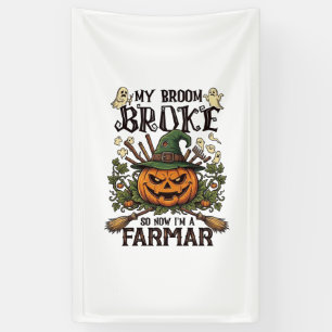 Broom Broke Farmar Halloween Pompoen Heksenhoed Ge Spandoek
