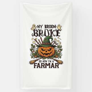 Broom Broke Farmar Halloween Pompoen Heksenhoed Ge Spandoek