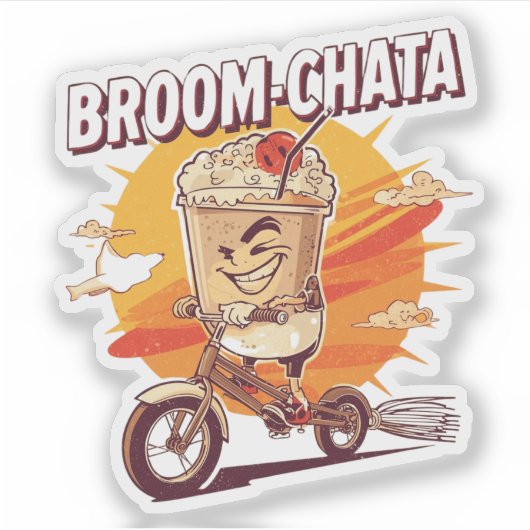 Broom-chata Funny Halloween Cocktail Pun Sticker (Voorkant)