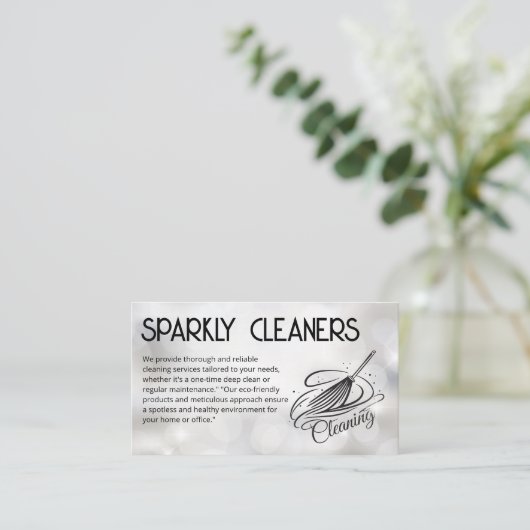 Broom Cleaning Logo | Sparkles | Huishoudelijke hu Visitekaartje (Staand voorkant)