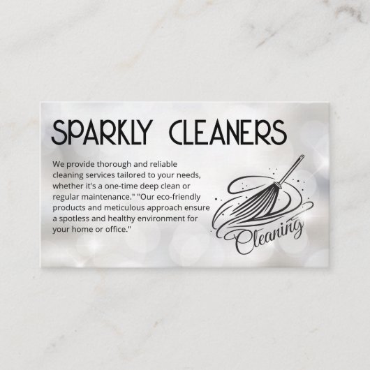 Broom Cleaning Logo | Sparkles | Huishoudelijke hu Visitekaartje (Voorkant)
