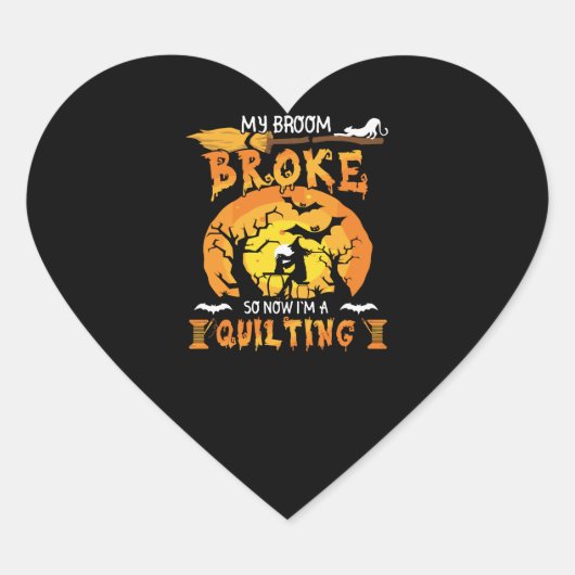 Broom gebroken dus nu quilten Halloween Hart Sticker (Voorkant)
