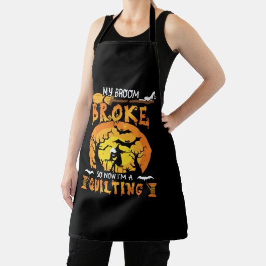 Broom gebroken dus nu quilten Halloween Schort (Insitu)
