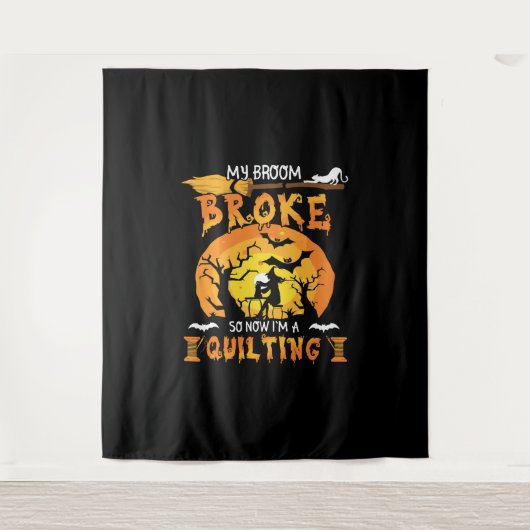 Broom gebroken dus nu quilten Halloween Wandkleed (Voorkant)