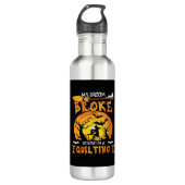 Broom gebroken dus nu quilten Halloween Waterfles (Voorkant)