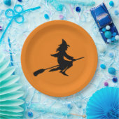 Broom heks papieren bordje (Feest)