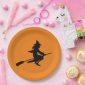 Broom heks papieren bordje (Feest)