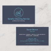 Broom Home Cleaning House Keeping Navy Blue Visitekaartje (Voorkant / Achterkant)