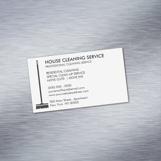 Broom Janitorial Cleaner Simple Maid Magnetisch Visitekaartje (Voorbeeld)
