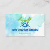 Broom Mop House Cleaning Logo | dienstmeisje Visitekaartje (Voorkant)