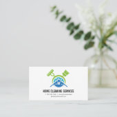 Broom Mop Maid Logo Visitekaartje (Staand voorkant)