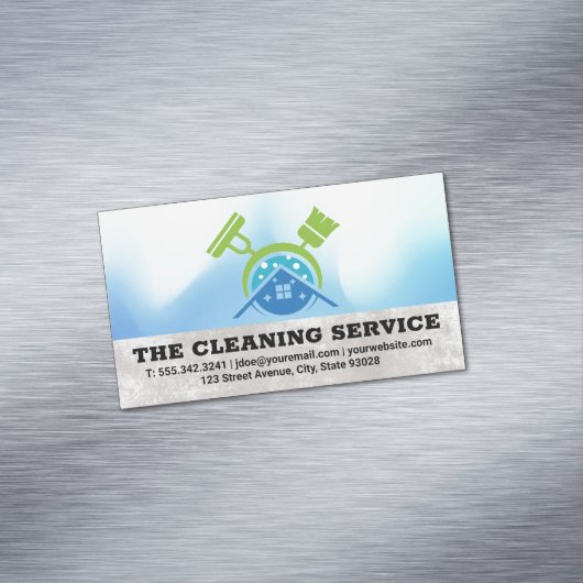 Broom Mop | Schoonmaakbenodigdheden Home Logo Magnetisch Visitekaartje (Voorbeeld)