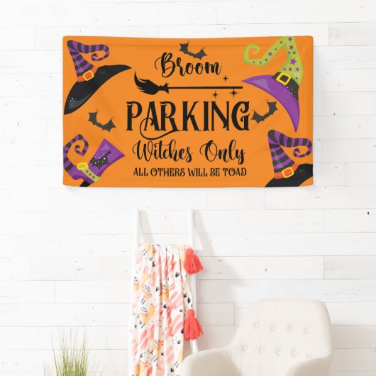 Broom Parking Witch Pet Bat Halloween Funny Party Spandoek (Insitu)