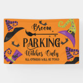 Broom Parking Witch Pet Bat Halloween Funny Party Spandoek (Horizontaal)