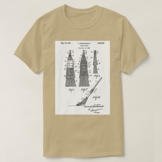 Broom Patent Art Industrial Print  T-shirt (Design voorkant)