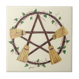 Broom Pentagram Tile Tegeltje