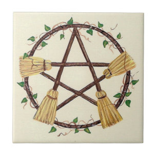 Broom Pentagram Tile Tegeltje