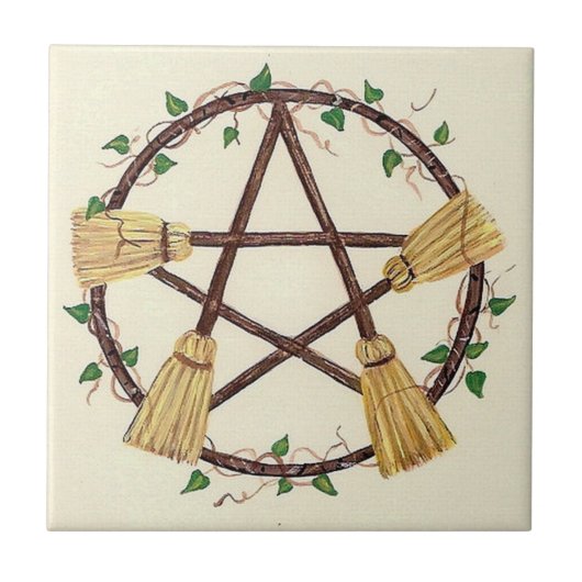Broom Pentagram Tile Tegeltje (Voorkant)