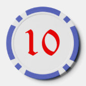 Broom Sneeuwman blauw 10 gestreepte pokerchip (Achterkant)