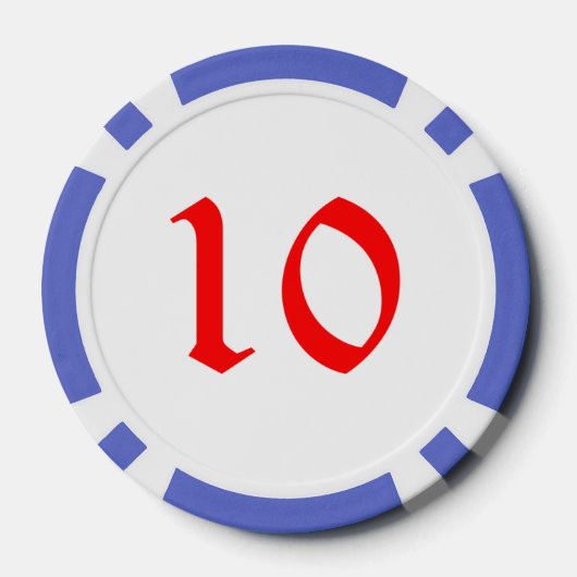 Broom Sneeuwman blauw 10 gestreepte pokerchip (Achterkant)
