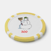 Broom Sneeuwman gele 500 gestreepte pokerchip (Enkel)
