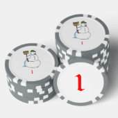 Broom Sneeuwman grijs 1 gestreepte pokerchip (Opstapeling)