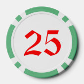 Broom Sneeuwman groen 25 gestreepte pokerchip (Achterkant)